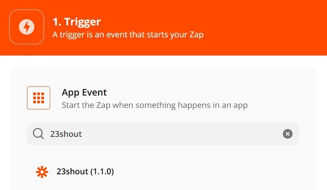 Zapier app search with 23shout