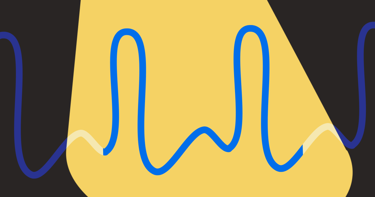 A sound wave with a portion highlighted by a spotlight